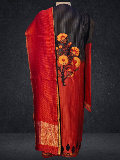 Semi Stitched Chanderi Formal Suitset