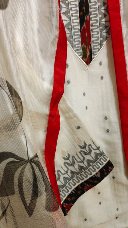 Semi Stitched Formal Jaamdani Suitset