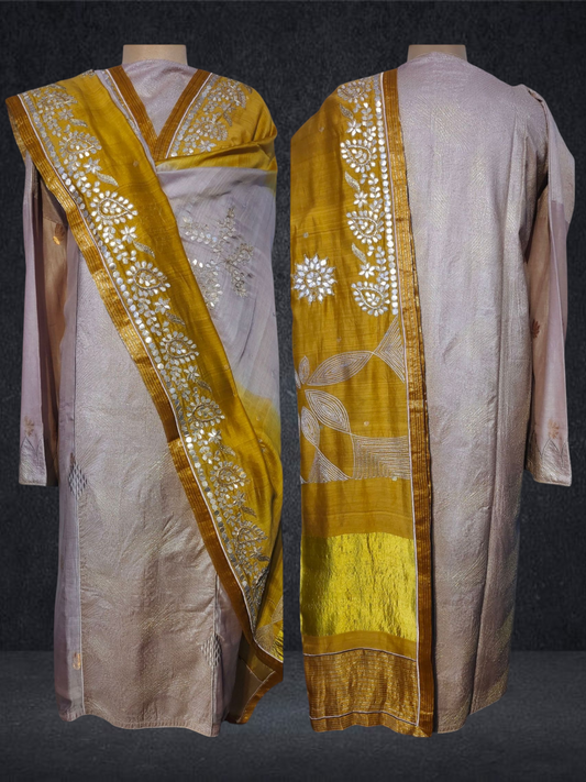 Semi Stitched Formal chanderi Suitset
