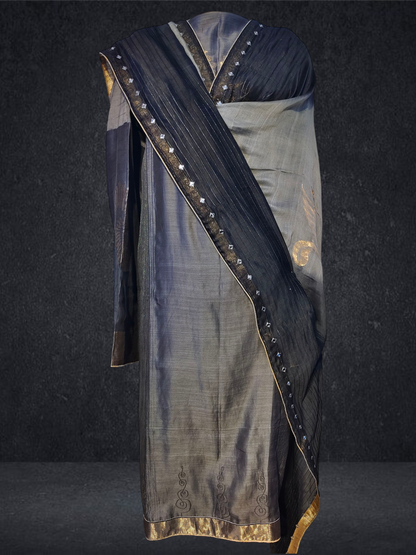 Semi Stitched Formal chanderi Suitset