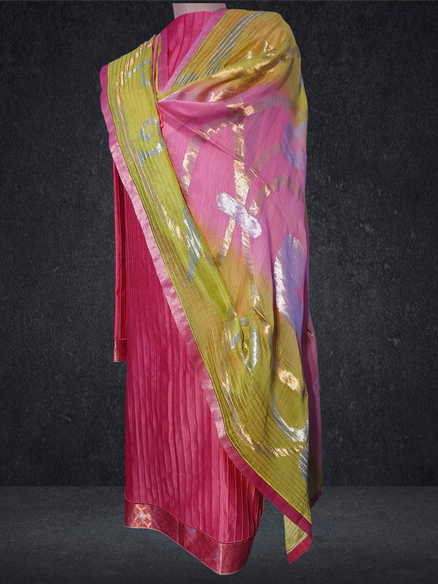 Semi Stitched Formal chanderi Suitset