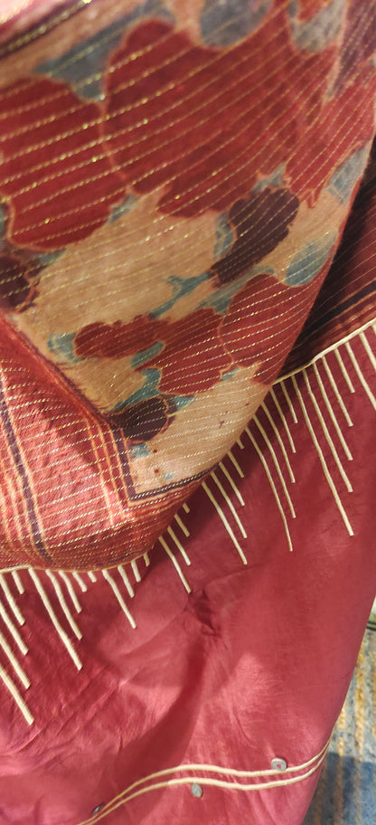 Formal Chanderi Zari Woven With Ajrakh Saree