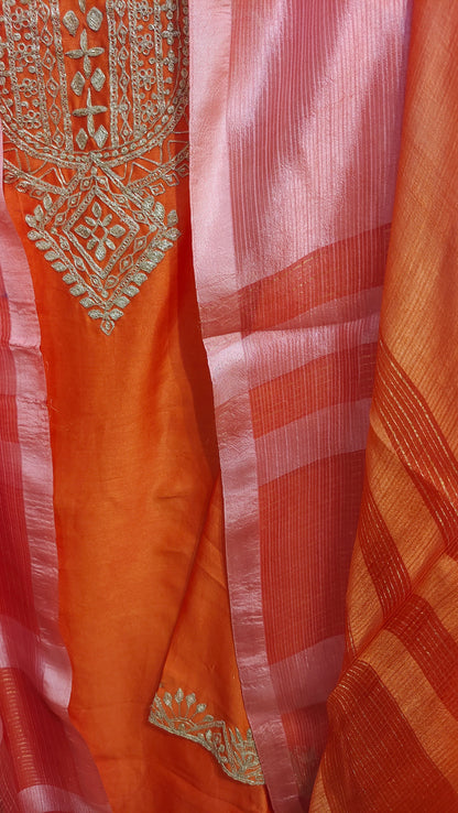 Semi Stitched Formal chanderi Suitset