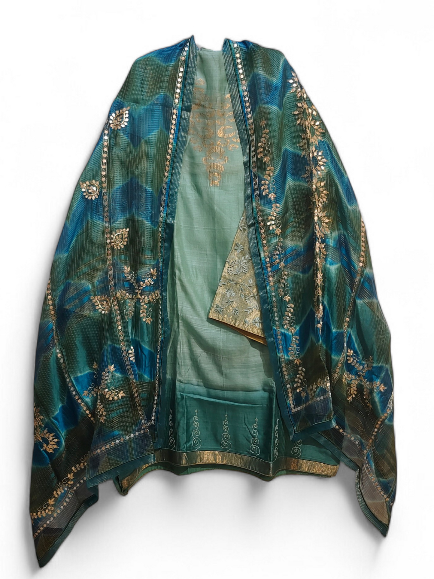 Semi Stitched Formal chanderi Suitset