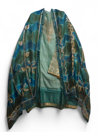 Semi Stitched Formal chanderi Suitset