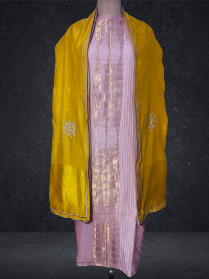 Semi Stitched Formal chanderi Suitset