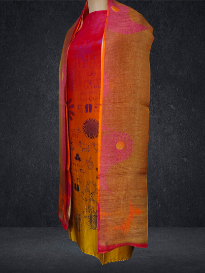 Semi Stitched Chanderi Casual Suitset