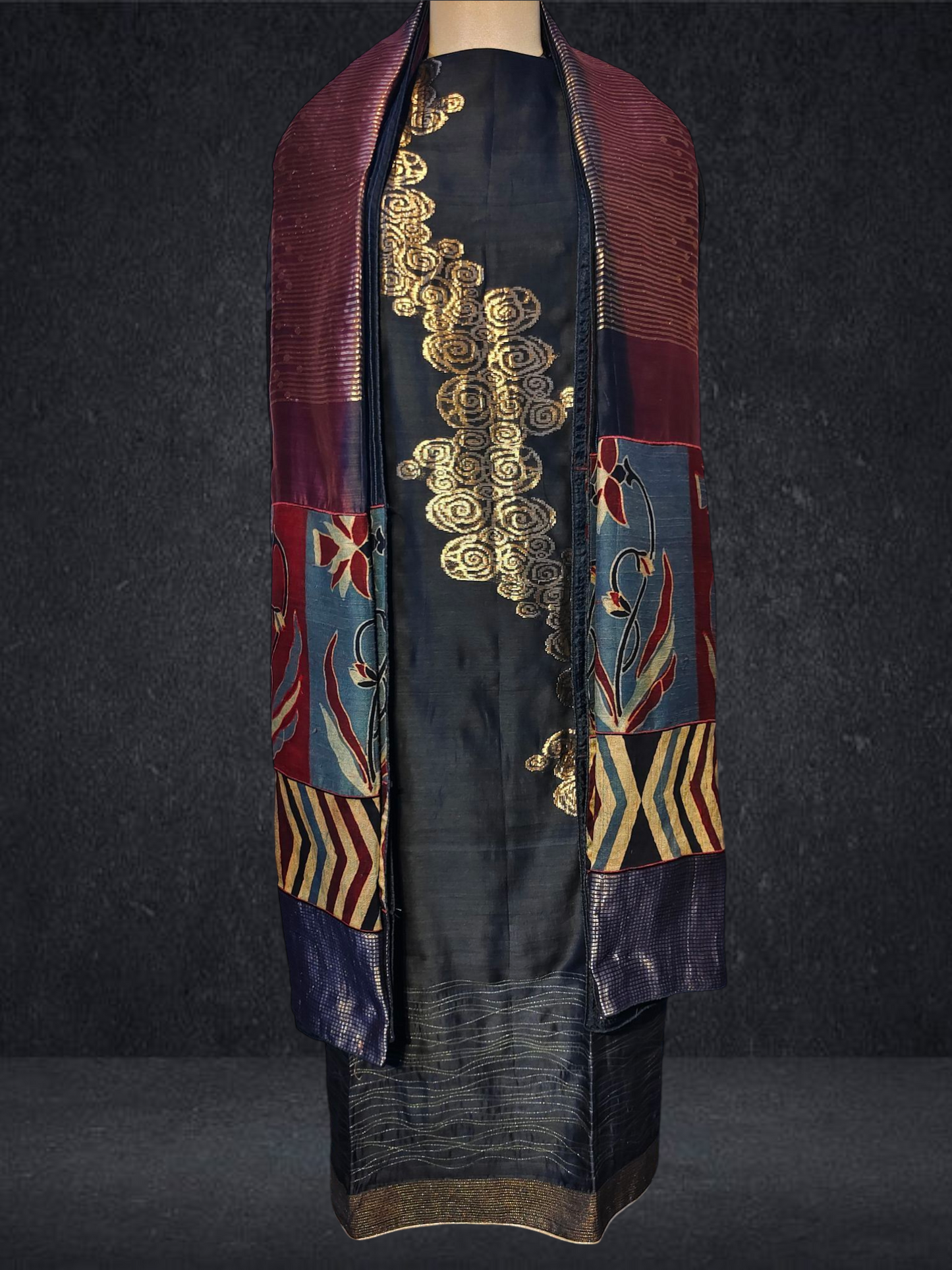 Semi Stitched Formal chanderi Suitset