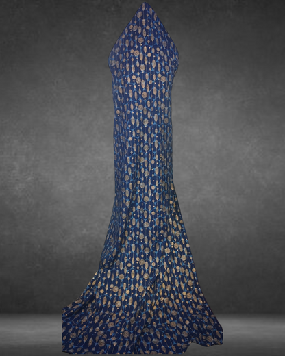 Discharge printed pure cotton Indigo fabric