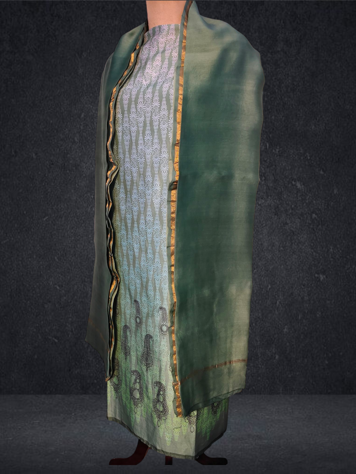 Semi Stitched Chanderi printed Kurta VISHAL KAPUR