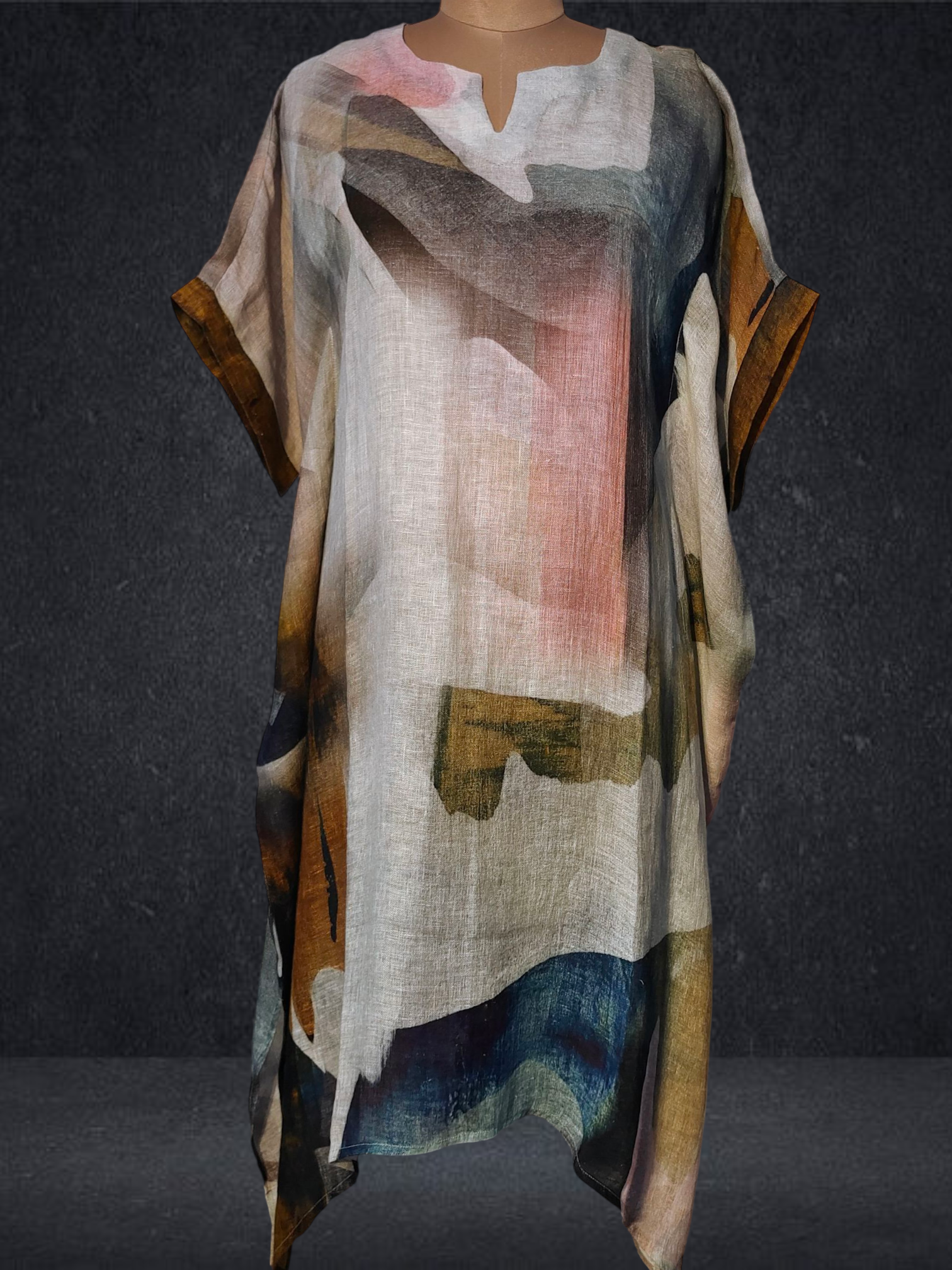 Stitched Silk Linen Kaftan VISHAL KAPUR STUDIO