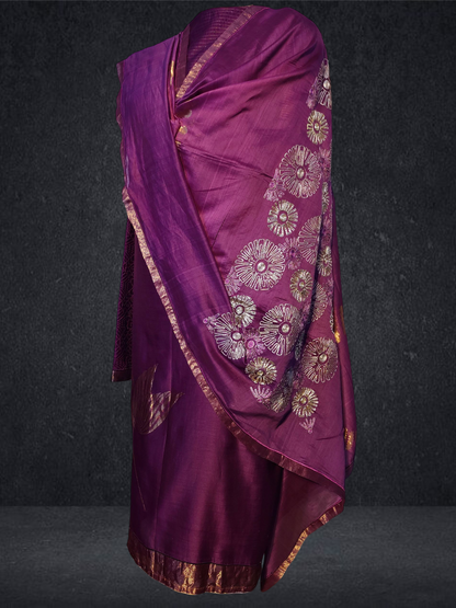 Semi Stitched Formal chanderi Suitset