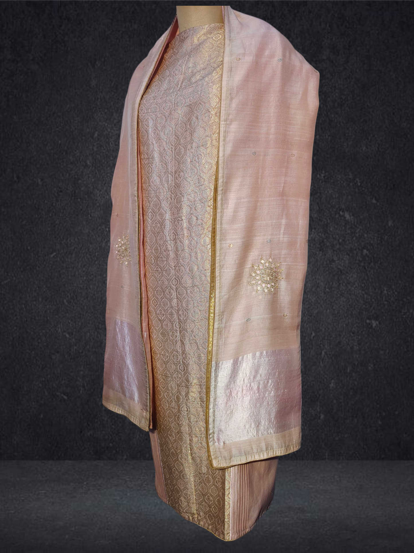 Semi Stitched Formal chanderi Suitset