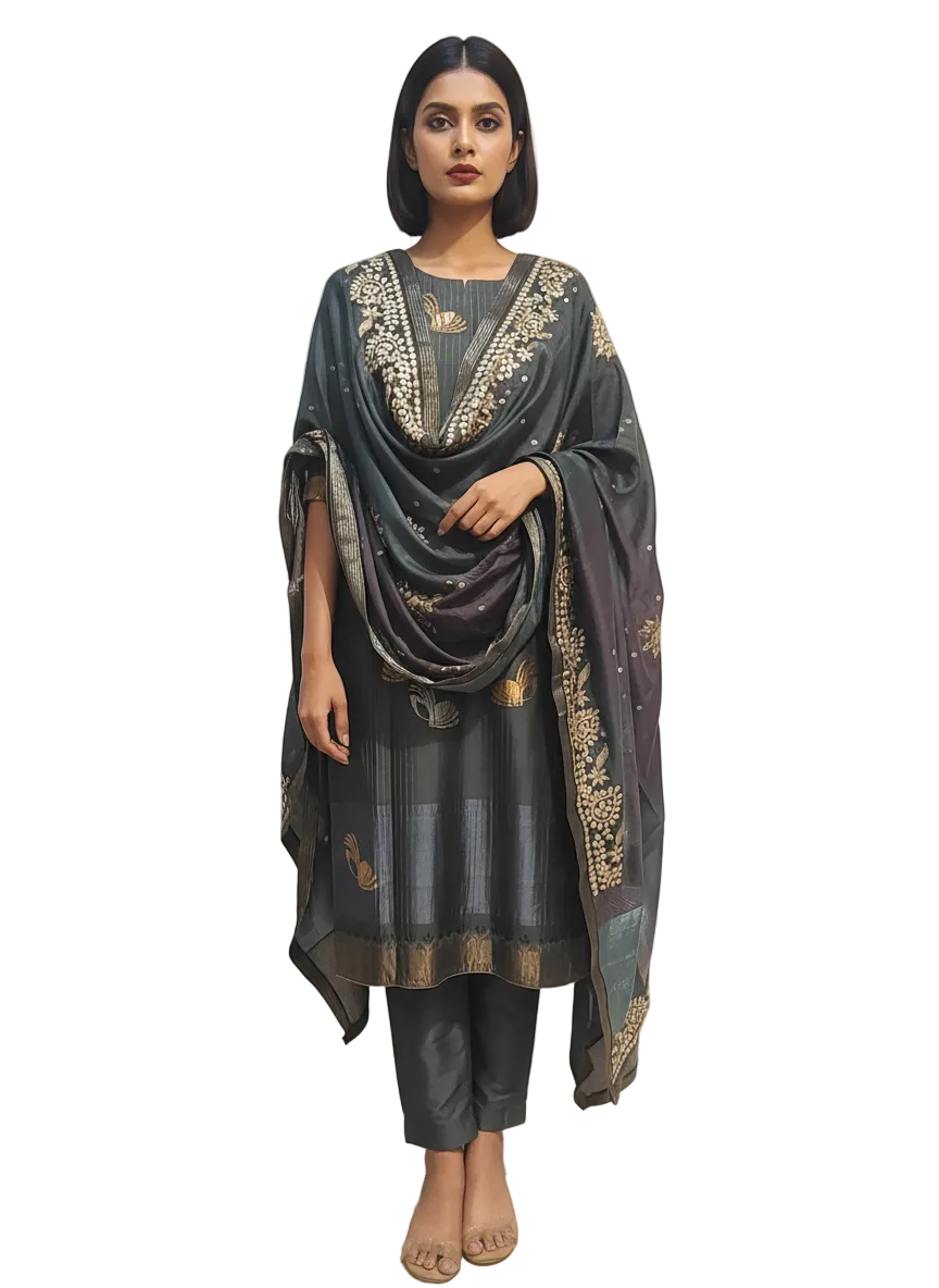 Semi Stitched Formal Chanderi Suitset