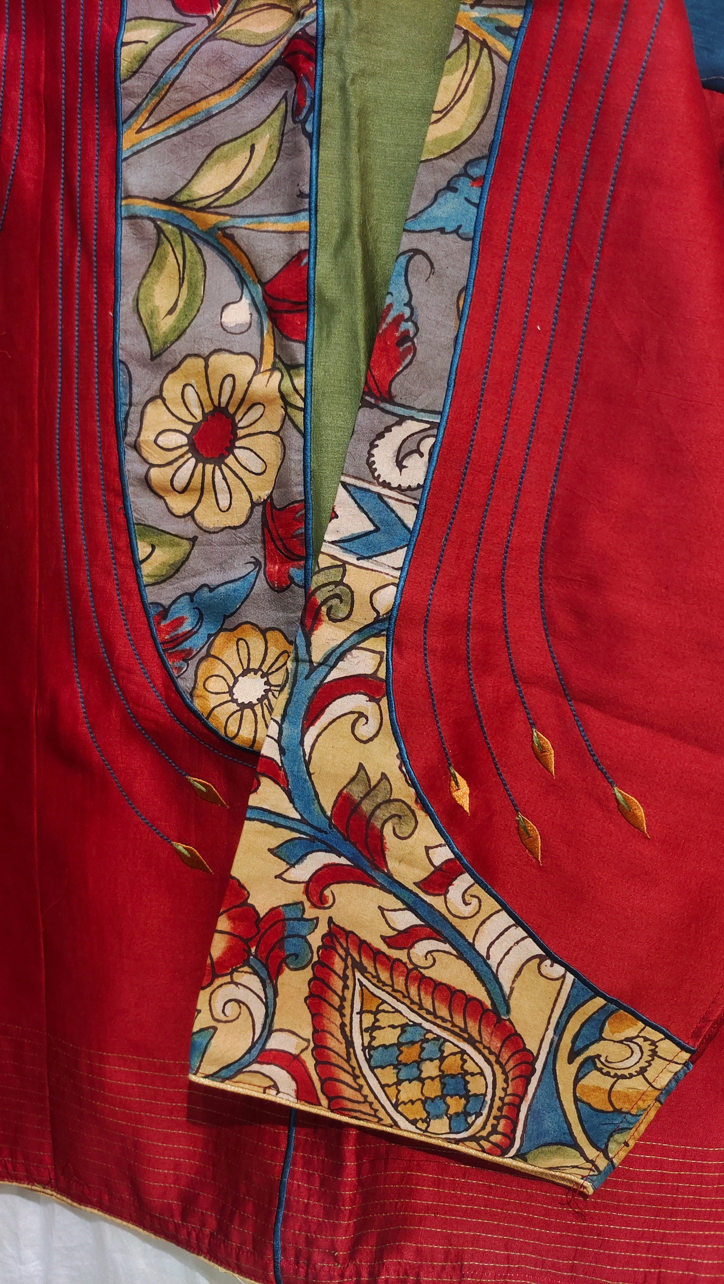 Semi Stitched Chanderi Kalamkari Short Tunic
