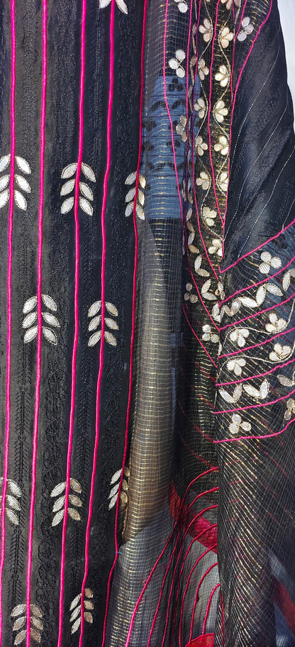 Chanderi Zari Woven Gota Dupatta