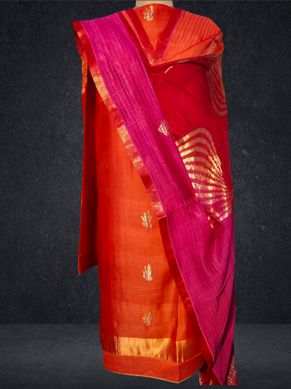 Semi Stitched Formal chanderi Suitset
