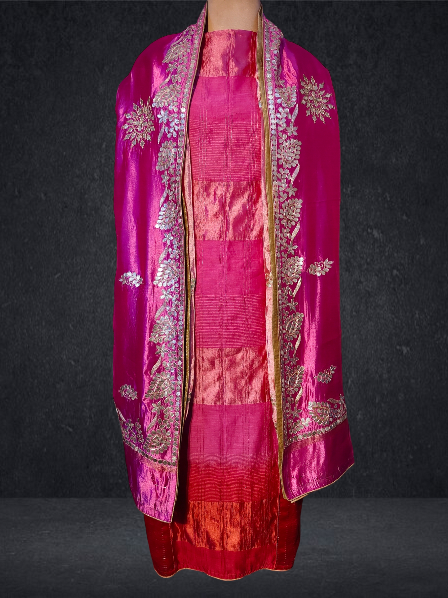 Semi Stitched Chanderi Formal Suitset