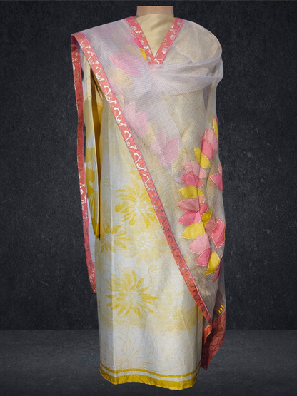 Semi Stitched Chanderi Formal Suitset