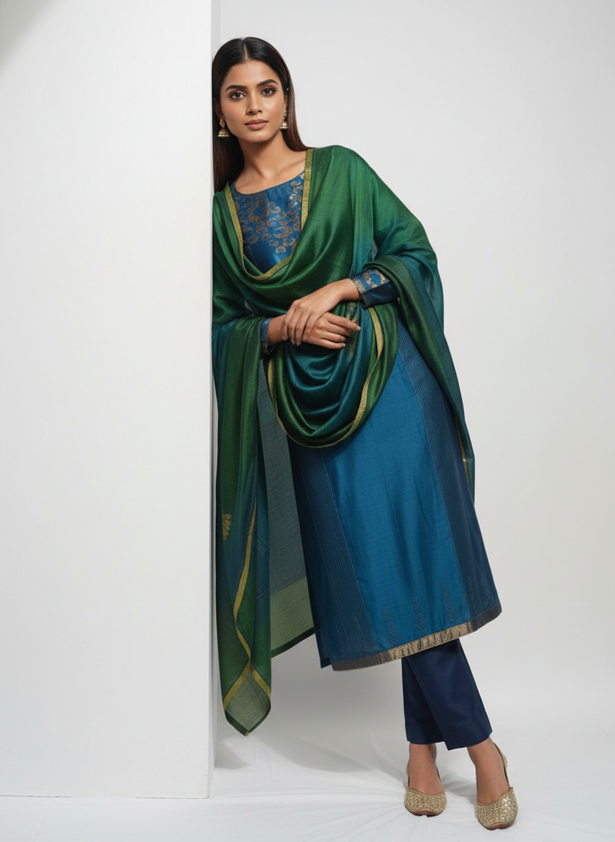 Semi Stitched Formal Chanderi Suitset