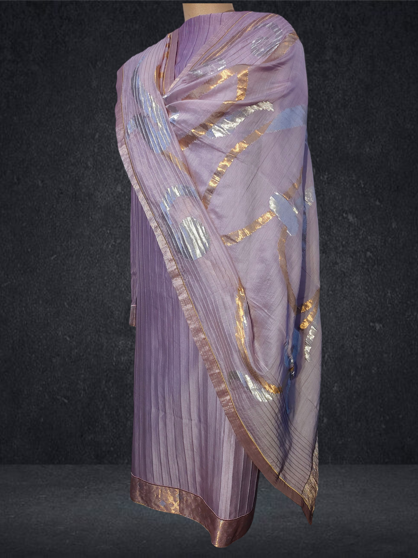 Semi Stitched Formal chanderi Suitset