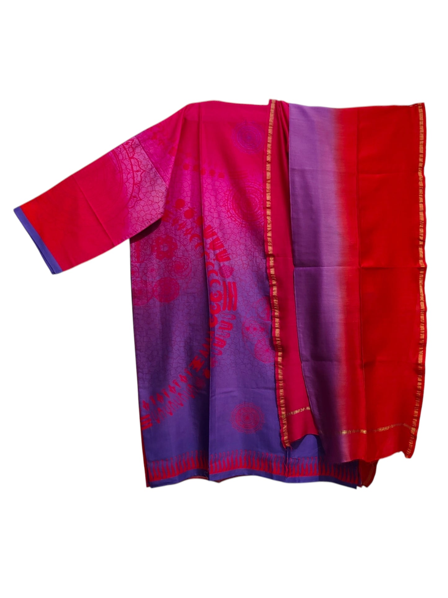 Semi Stitched Chanderi Casual Suitset