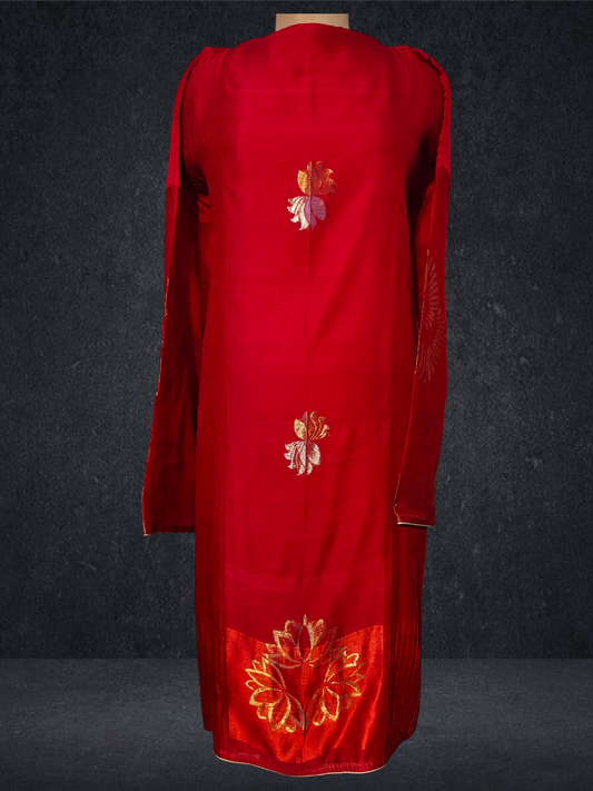 Semi Stitched Formal chanderi Kurta