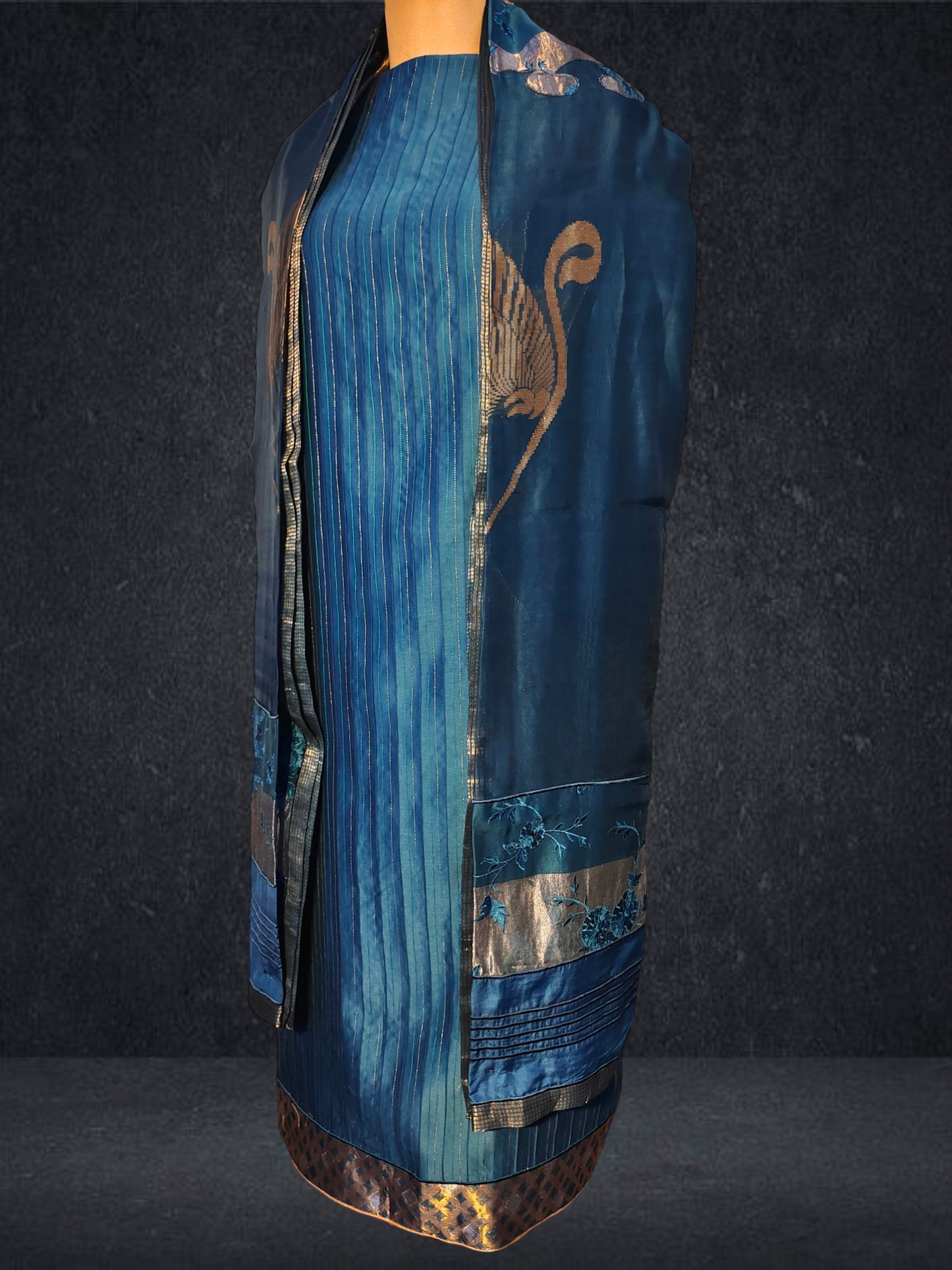 Semi Stitched Formal chanderi Suitset