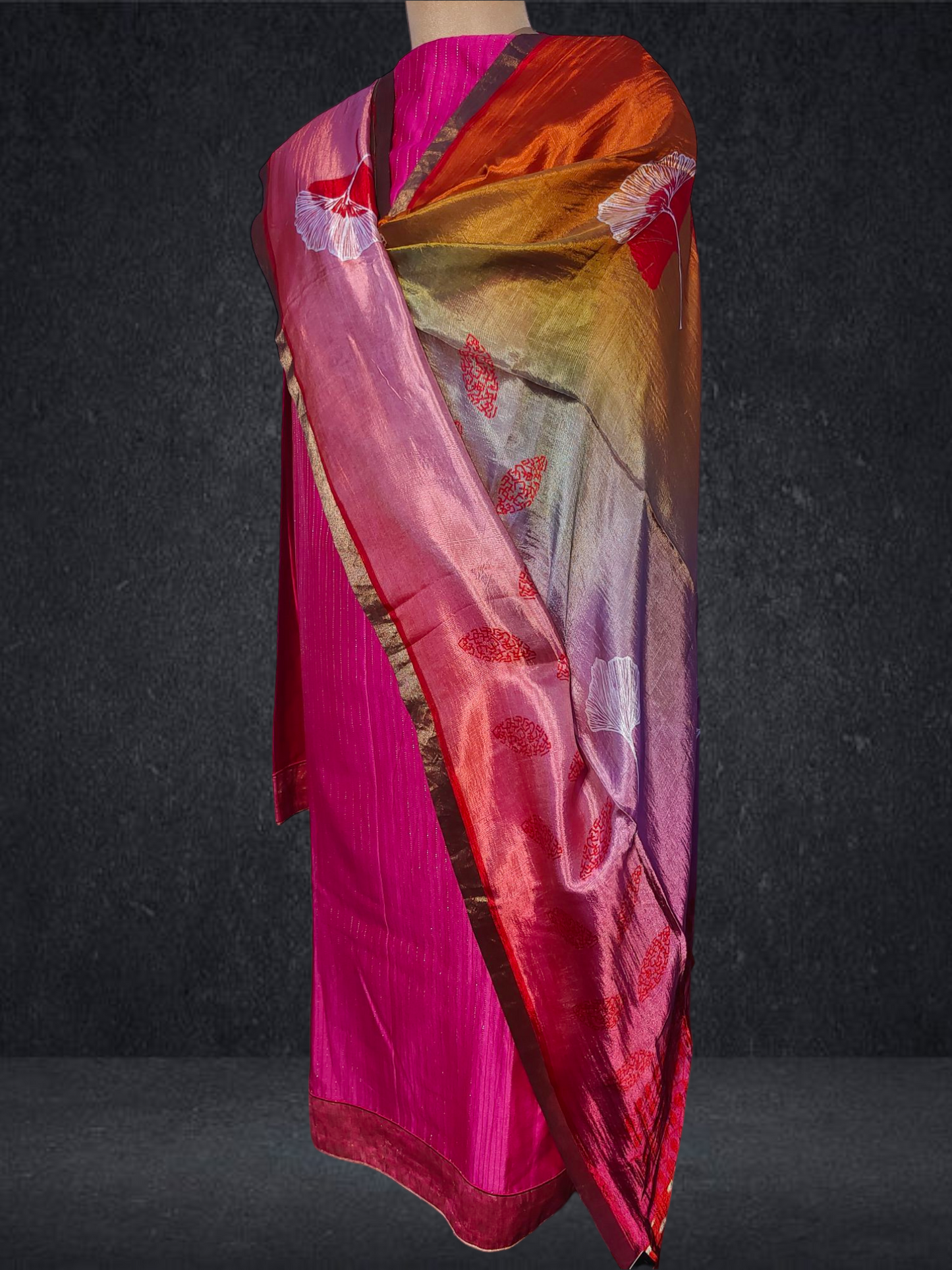 Semi Stitched Chanderi Formal Suitset