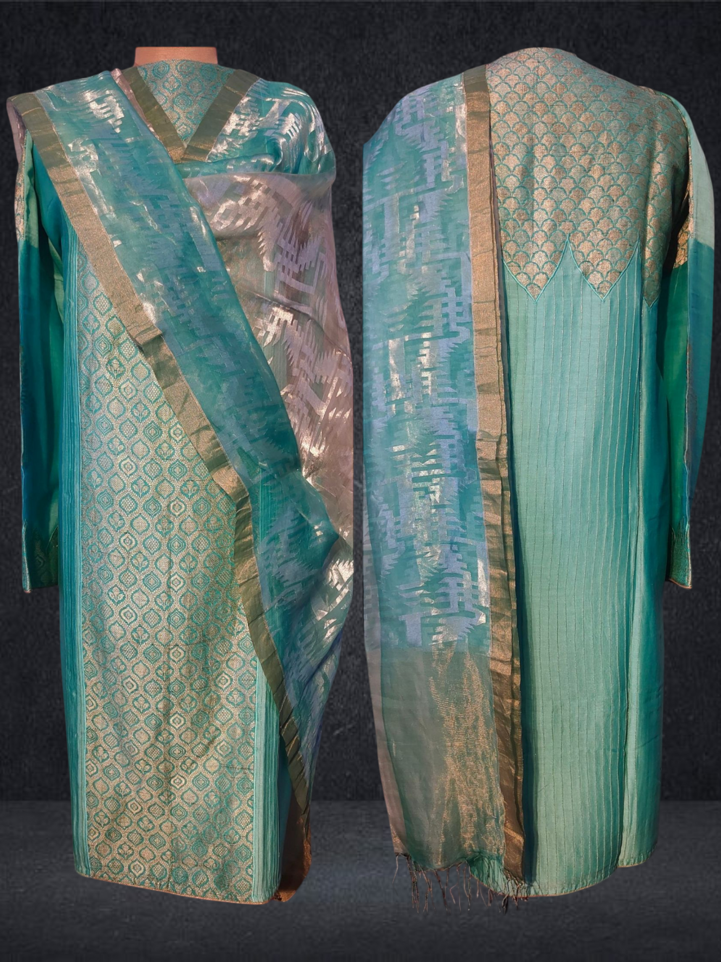 Semi Stitched Formal chanderi Suitset