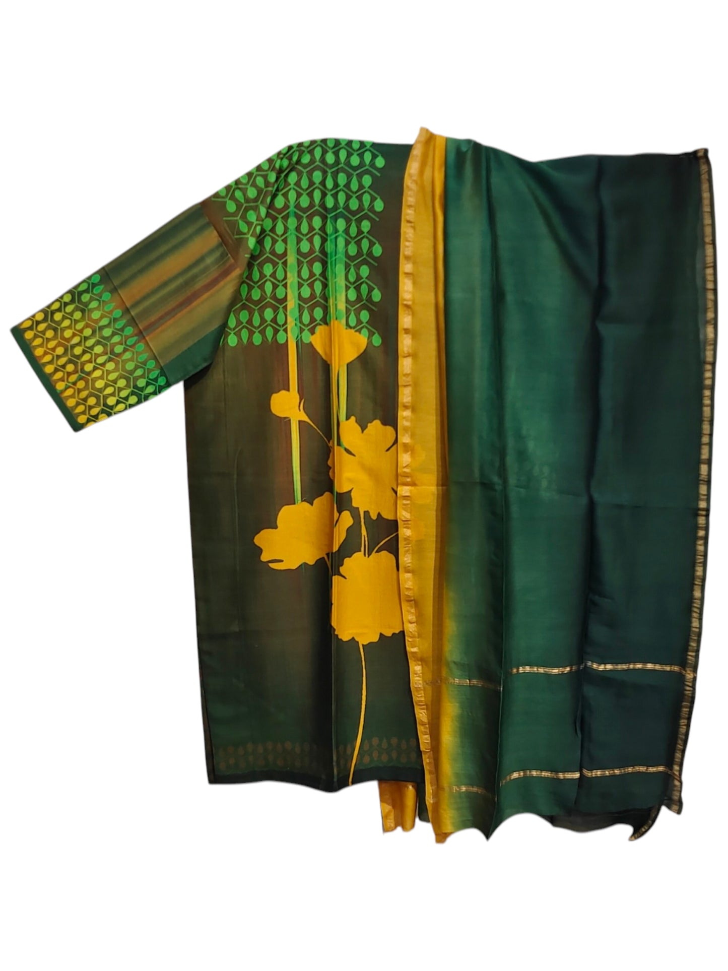 Semi Stitched Chanderi Casual Suitset