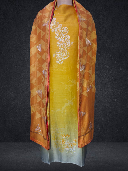 Semi Stitched Chanderi Casual Suitset