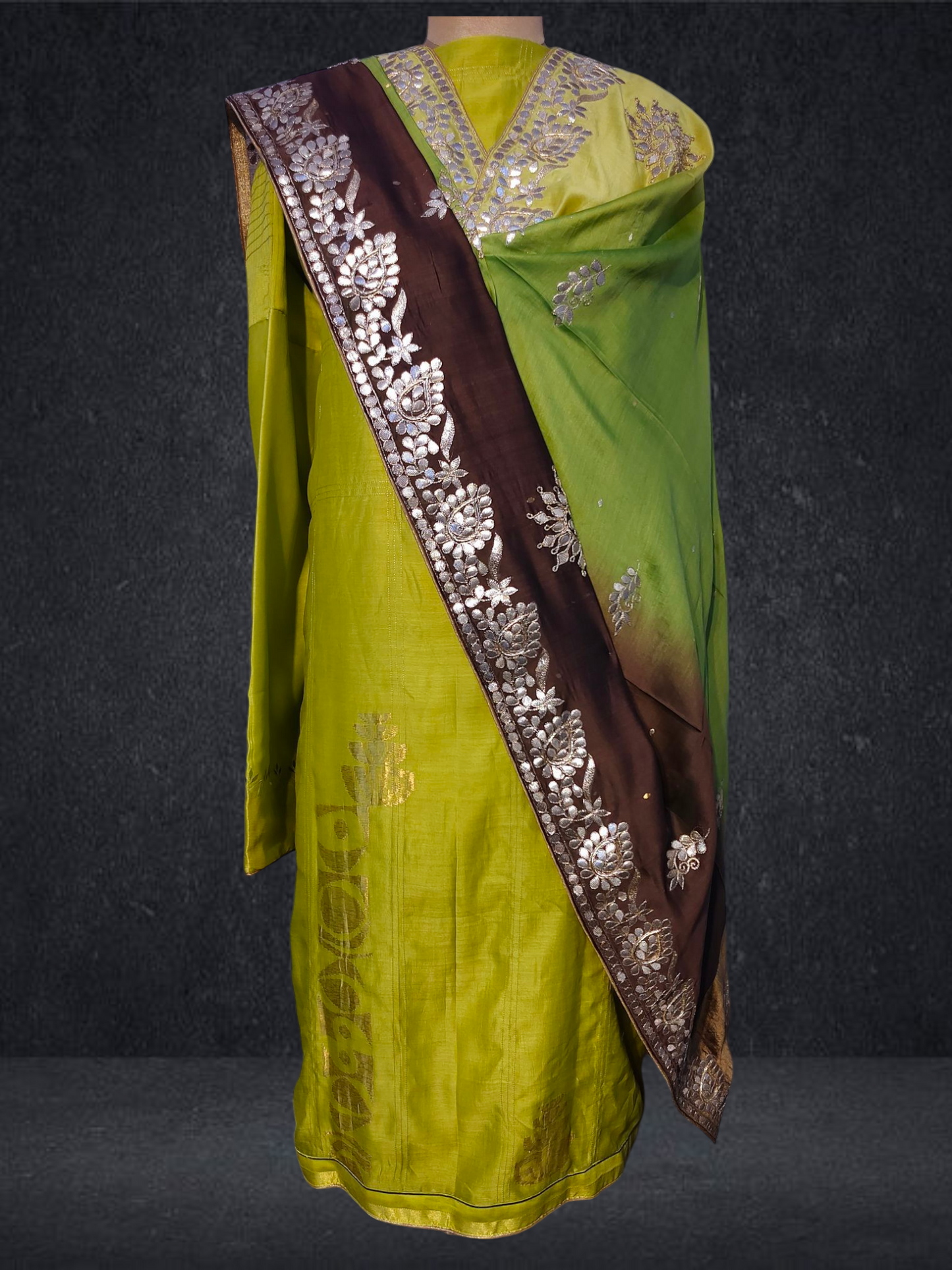 Semi Stitched Formal chanderi Suitset