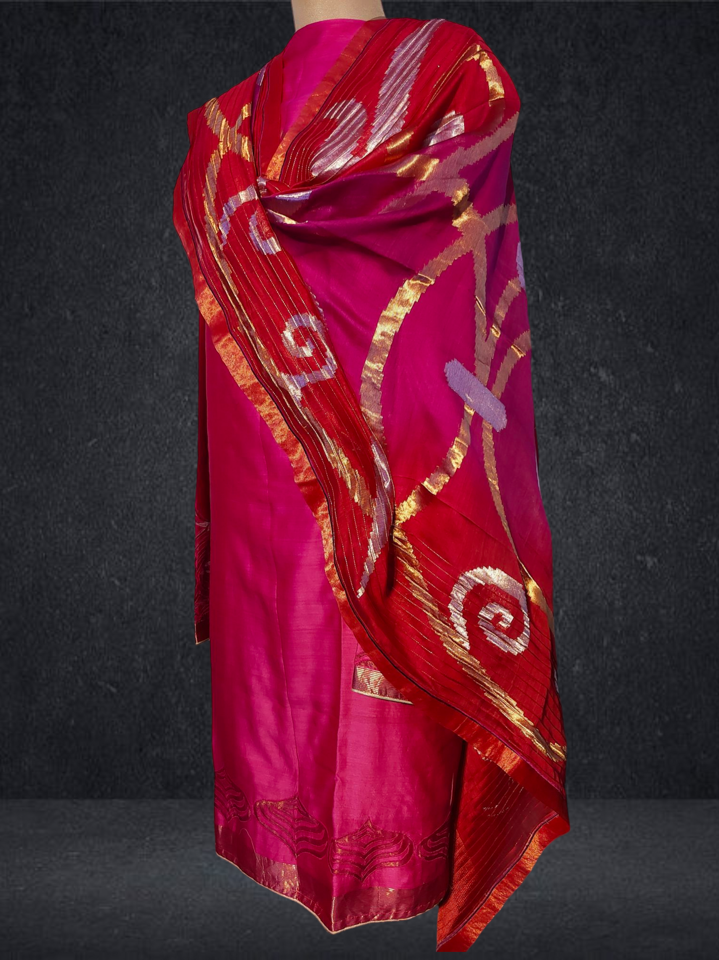 Semi Stitched Chanderi Formal Suitset
