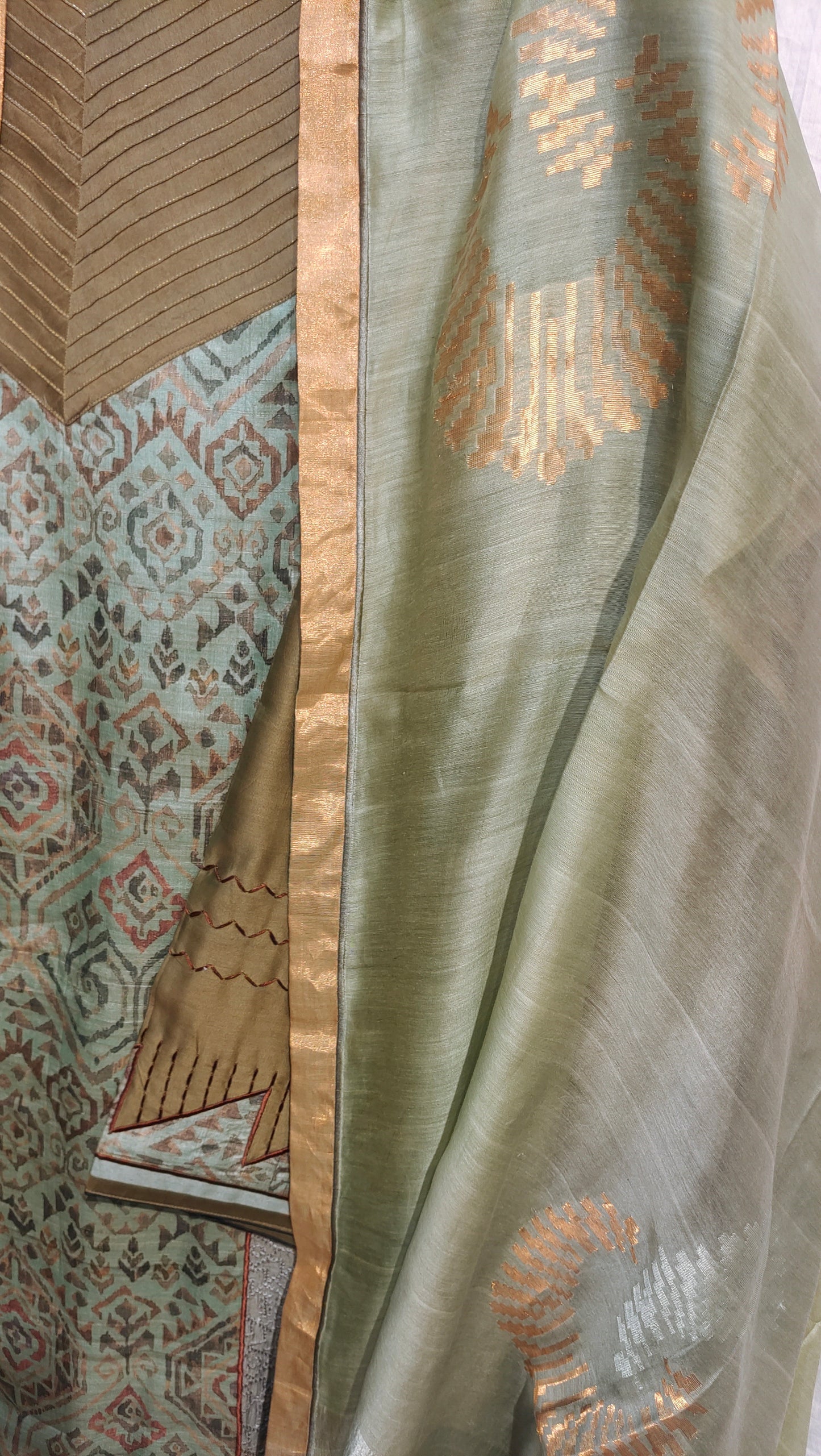 Semi Stitched Formal chanderi Suitset