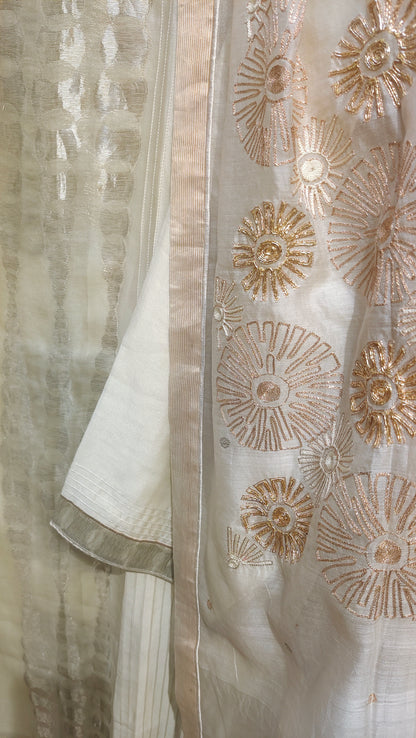 Semi Stitched Chanderi Formal Suitset