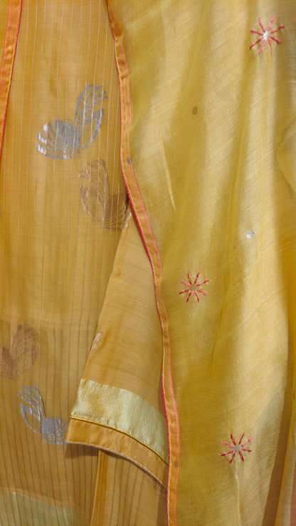 Semi Stitched Chanderi Formal Suitset