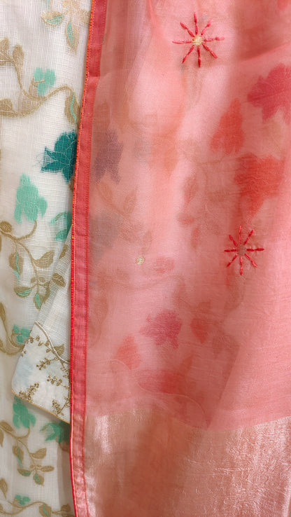 Semi Stitched Formal kota silk Suitset