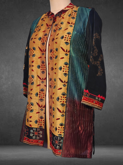 Stitched Silk Ajrakh Short Jacket