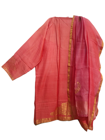 Semi Stitched Formal chanderi Suitset