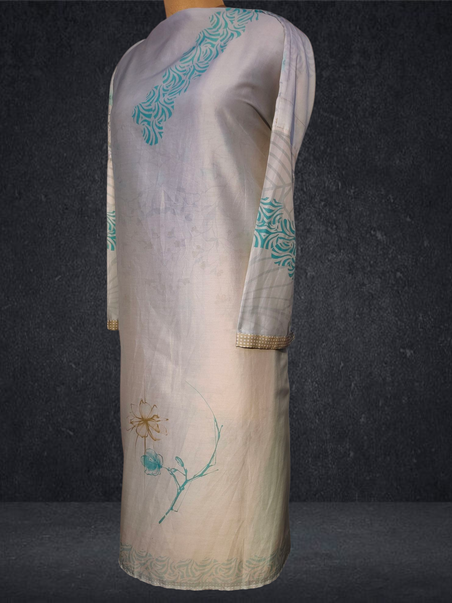 Semi Stitched Chanderi Printed kurta VISHAL KAPUR