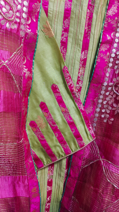 Semi Stitched Chanderi Formal Suitset