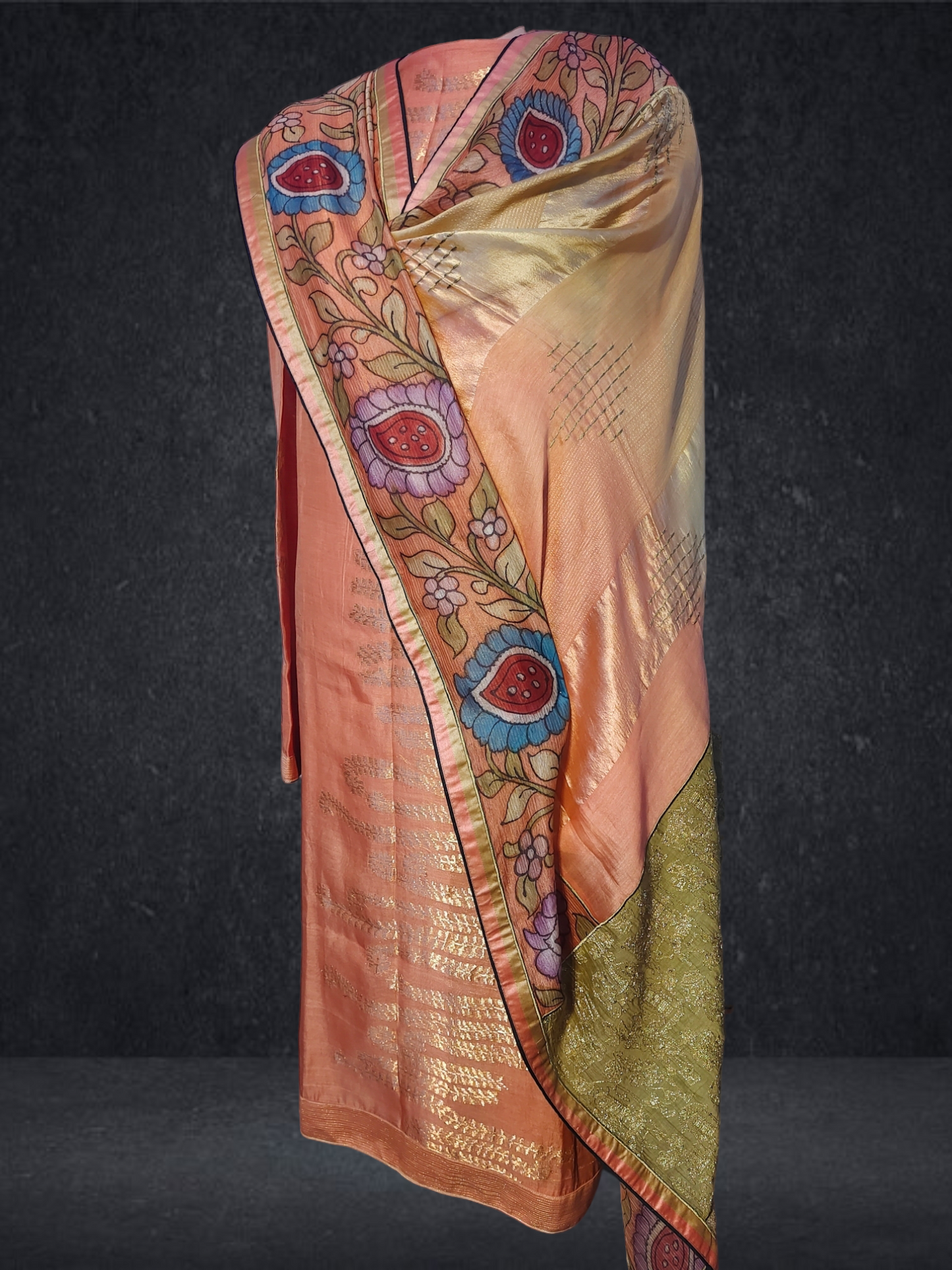 Semi Stitched Chanderi Formal Suitset