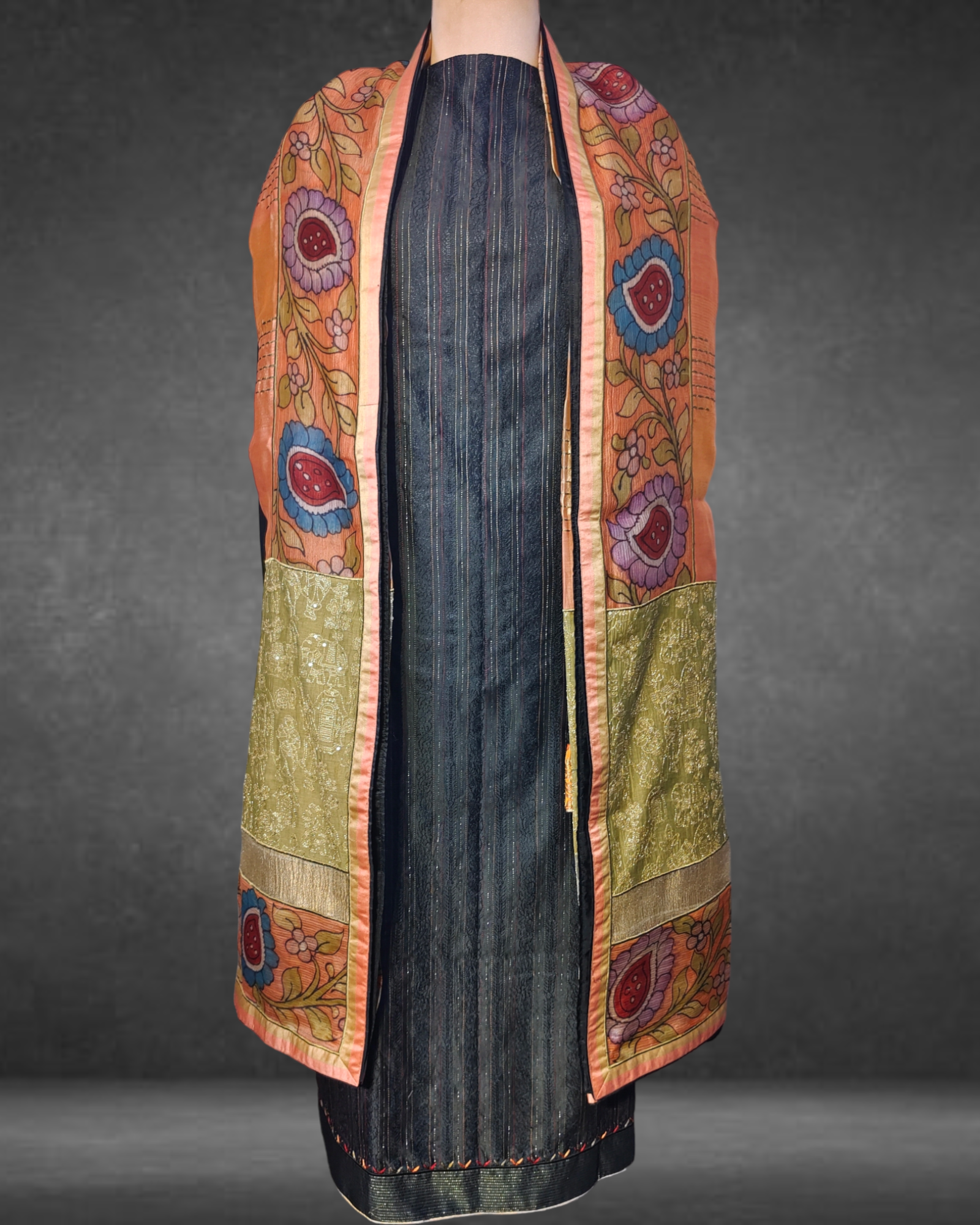 Semistitched Kurta Multicolour Brocade With Kalamkari Dupatta Formal Suitset VISHAL KAPUR STUDIO