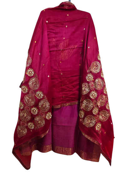 Semi Stitched Formal chanderi Suitset