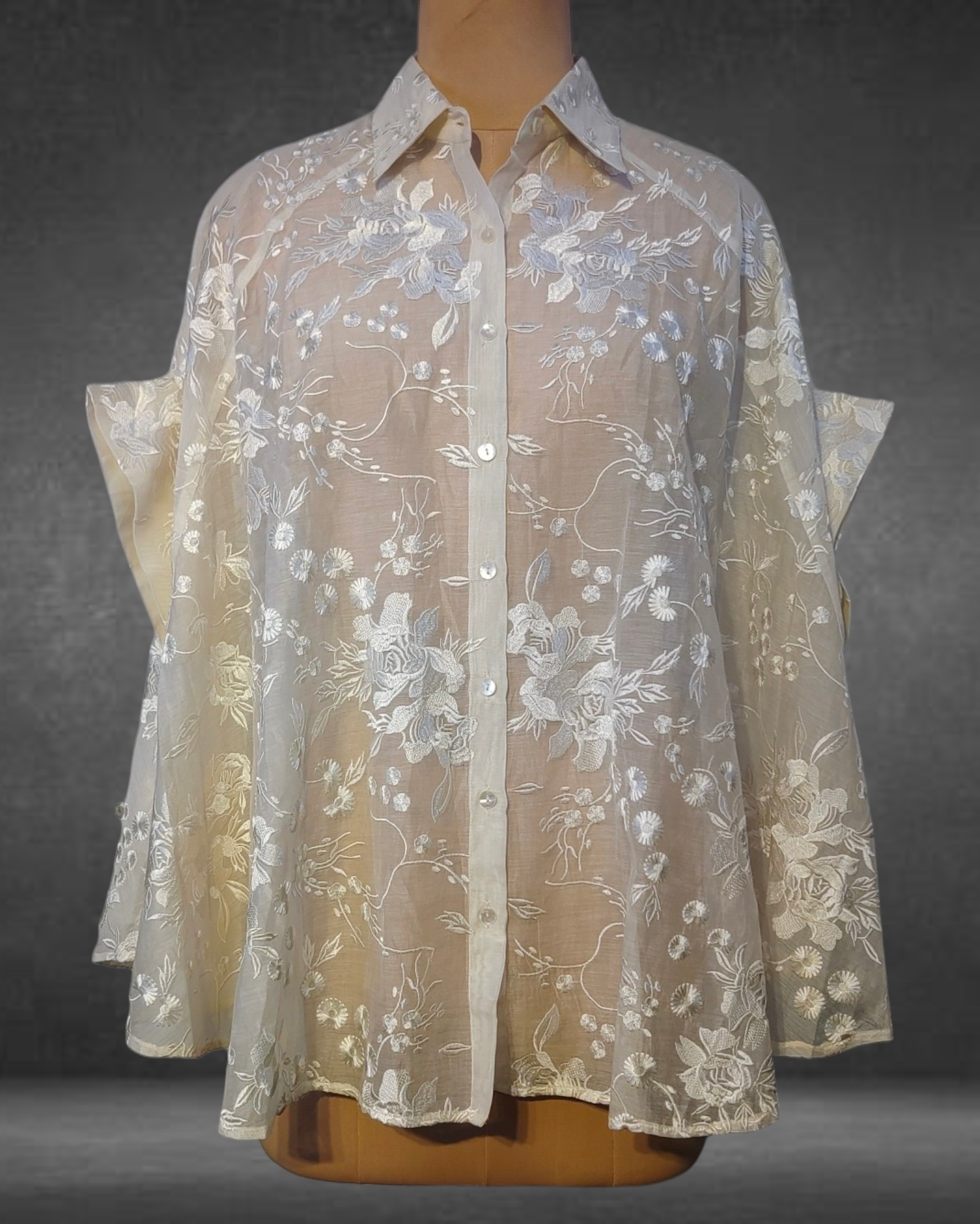 Stitch Gara Embroidered Shirt Free Size VISHAL KAPUR STUDIO