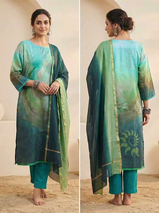 Semistitched Cotton lawn Casual Suitset