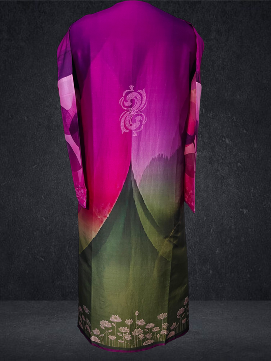 Semi Stitched Chanderi printed kurta VISHAL KAPUR