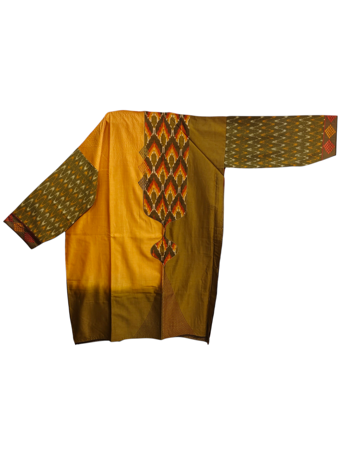 Traditional kurta with geometric pattern on a white background