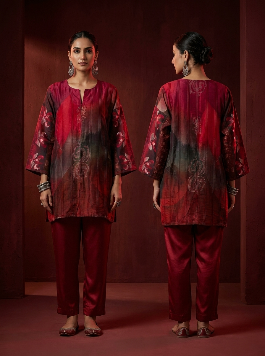 Semi Stitched printed chanderi Tunic